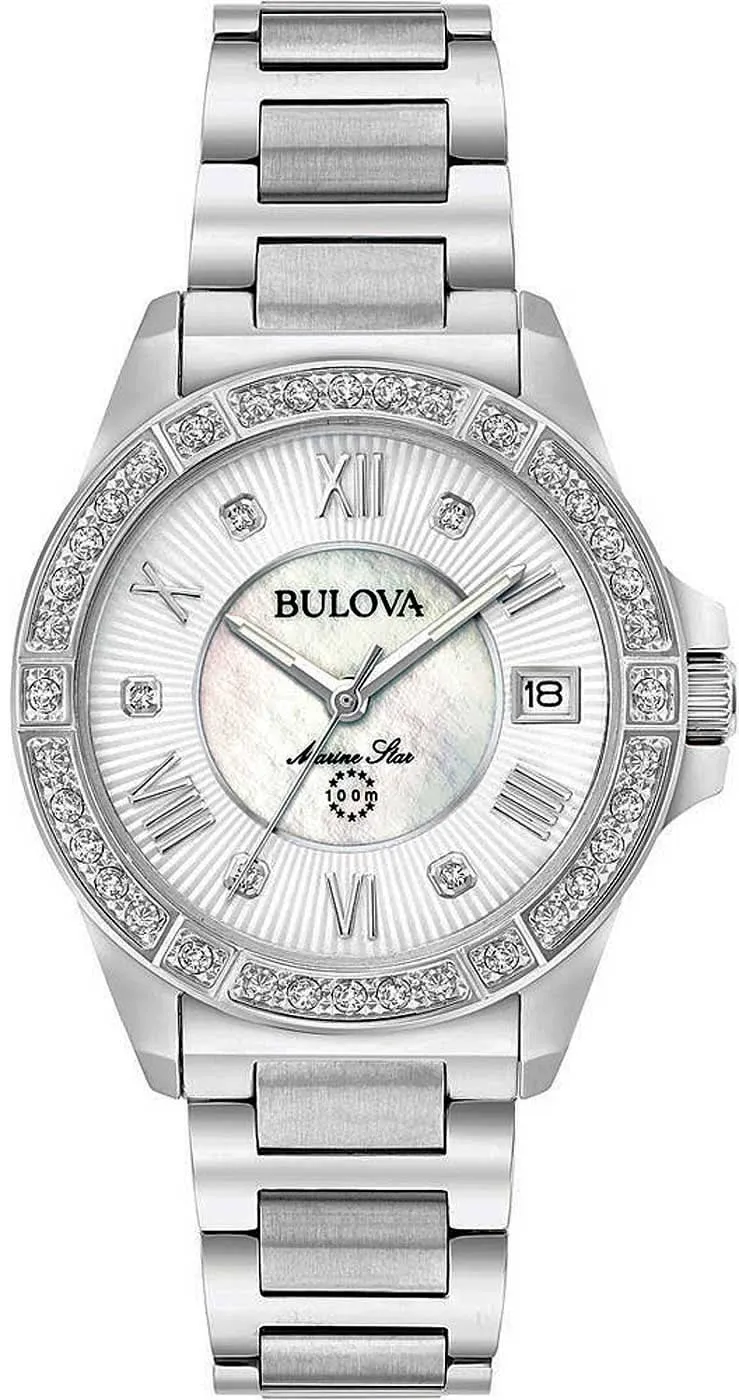Bulova Marine Star 96R232 Damenuhr • 29 Diamanten • Perlmutt