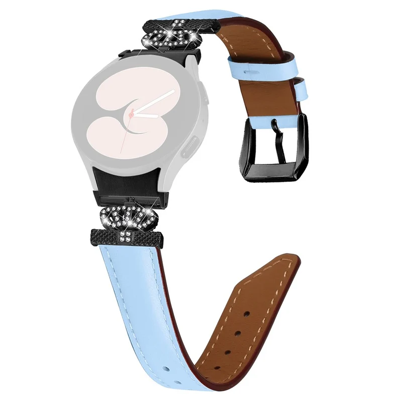 Black Buckle Band Samsung Galaxy Watch Universal Rhinestone Crown Connector Watch Strap Bracelet
