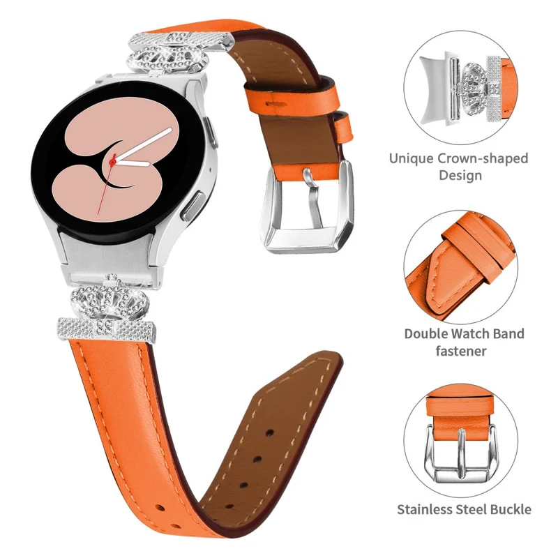 Wristband Samsung Galaxy Watch Universal Rhinestone Crown Connector Watch Strap with Silver Buckle