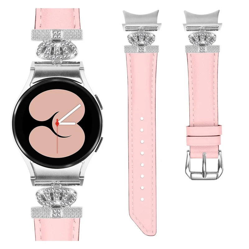 Wristband Samsung Galaxy Watch Universal Rhinestone Crown Connector Watch Strap with Silver Buckle