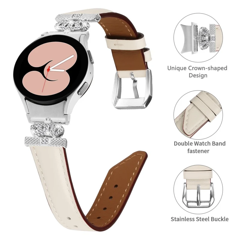 Wristband Samsung Galaxy Watch Universal Rhinestone Crown Connector Watch Strap with Silver Buckle