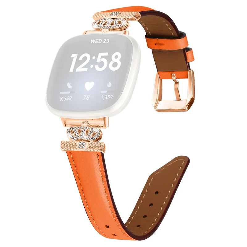 Fitbit Versa 3 / Versa 4 / Sense / Sense 2 Rose Gold Buckle Watch Band Crown Rhinestone Wrist Strap