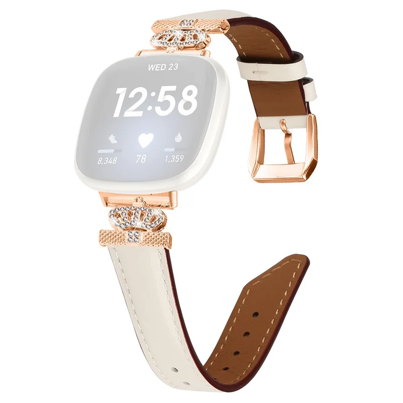 Fitbit Versa 3 / Versa 4 / Sense / Sense 2 Rose Gold Buckle Watch Band Crown Rhinestone Wrist Strap