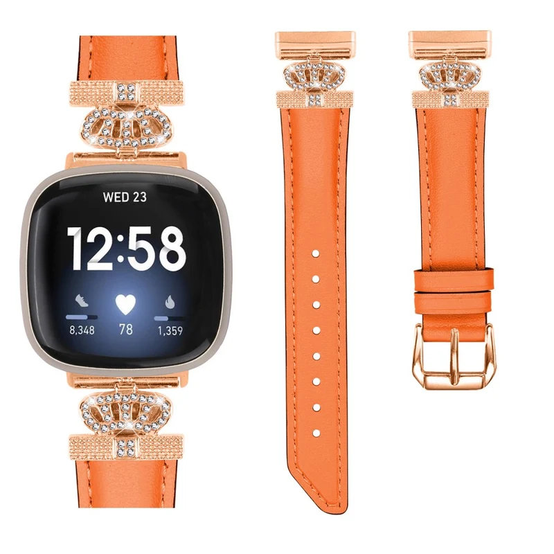 Fitbit Versa 3 / Versa 4 / Sense / Sense 2 Rose Gold Buckle Watch Band Crown Rhinestone Wrist Strap