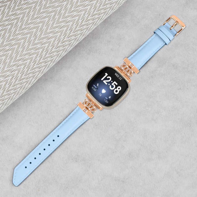 Fitbit Versa 3 / Versa 4 / Sense / Sense 2 Rose Gold Buckle Watch Band Crown Rhinestone Wrist Strap