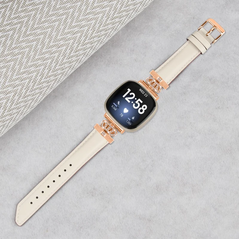 Fitbit Versa 3 / Versa 4 / Sense / Sense 2 Rose Gold Buckle Watch Band Crown Rhinestone Wrist Strap