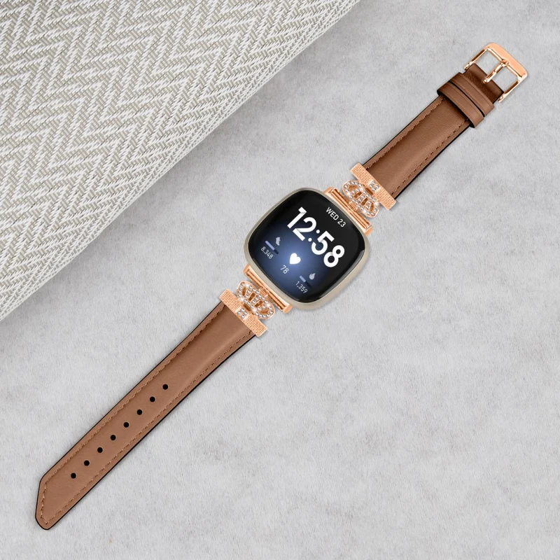 Fitbit Versa 3 / Versa 4 / Sense / Sense 2 Rose Gold Buckle Watch Band Crown Rhinestone Wrist Strap