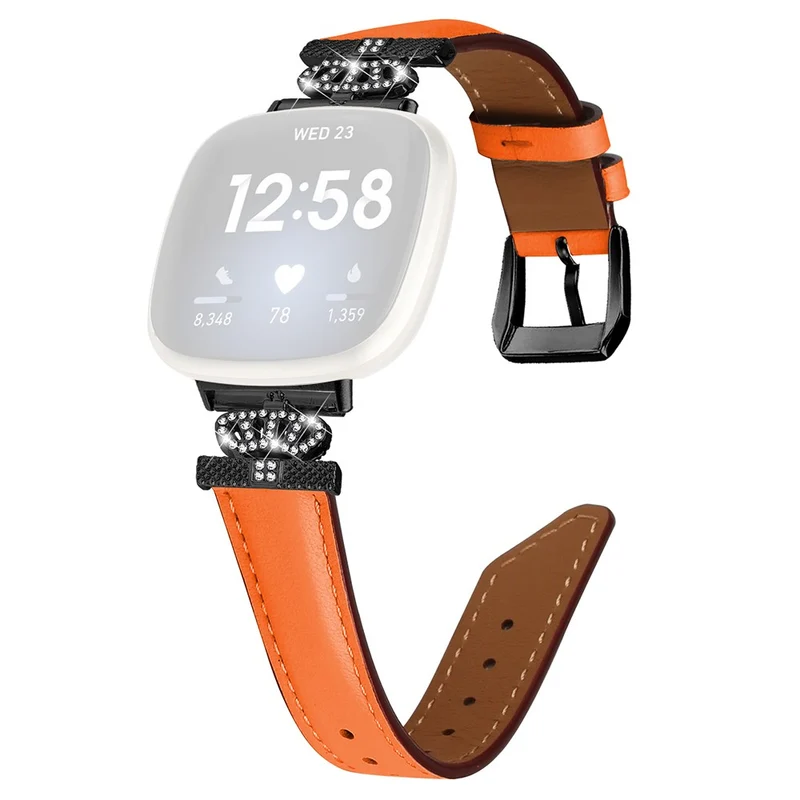 Fitbit Versa 3 / Versa 4 / Sense / Sense 2 Black Buckle Watch Strap Genuine Cowhide Leather Wristband