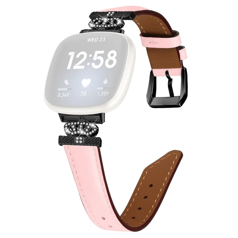 Fitbit Versa 3 / Versa 4 / Sense / Sense 2 Black Buckle Watch Strap Genuine Cowhide Leather Wristband