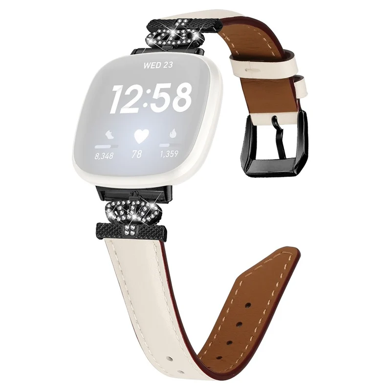Fitbit Versa 3 / Versa 4 / Sense / Sense 2 Black Buckle Watch Strap Genuine Cowhide Leather Wristband