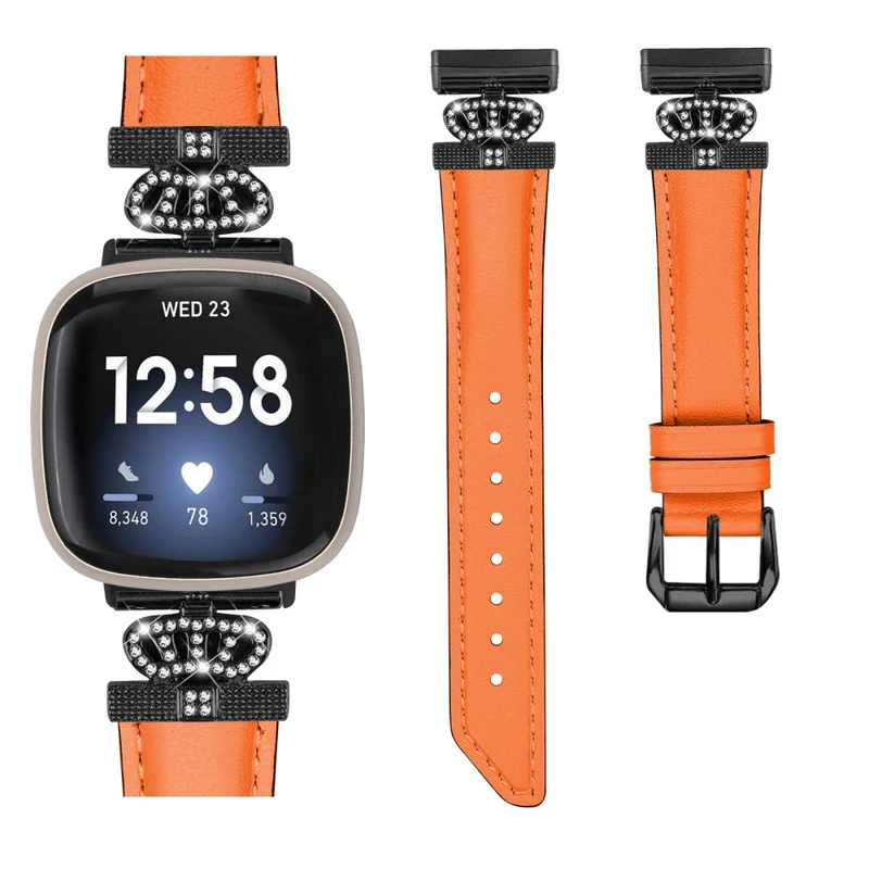 Fitbit Versa 3 / Versa 4 / Sense / Sense 2 Black Buckle Watch Strap Genuine Cowhide Leather Wristband