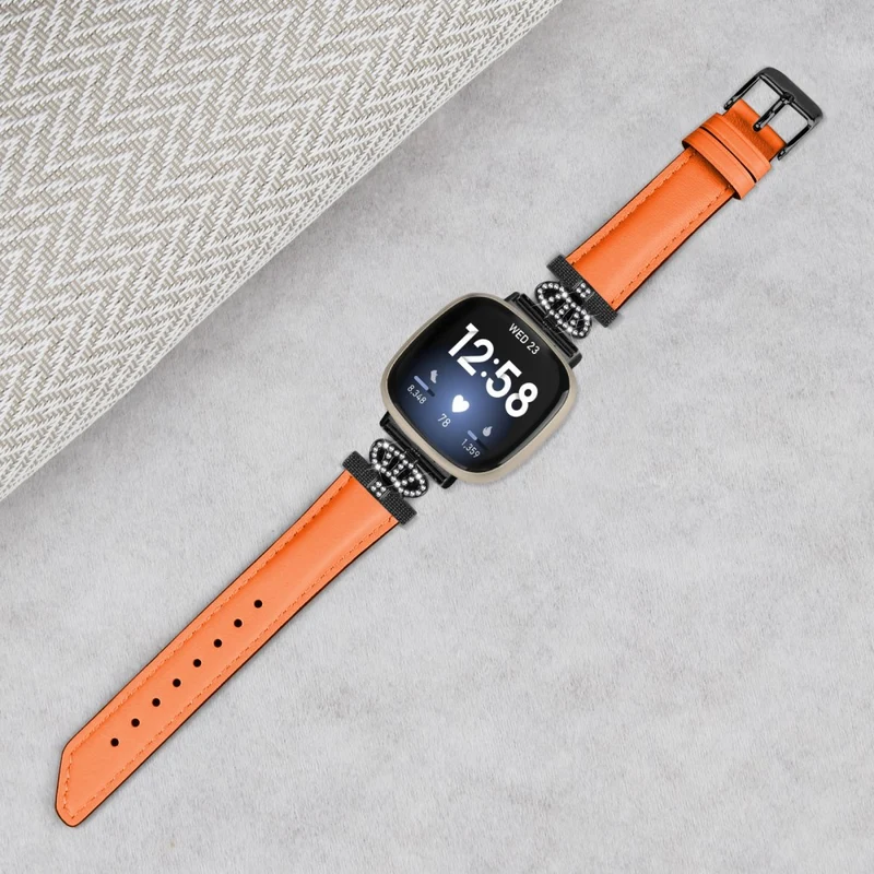 Fitbit Versa 3 / Versa 4 / Sense / Sense 2 Black Buckle Watch Strap Genuine Cowhide Leather Wristband