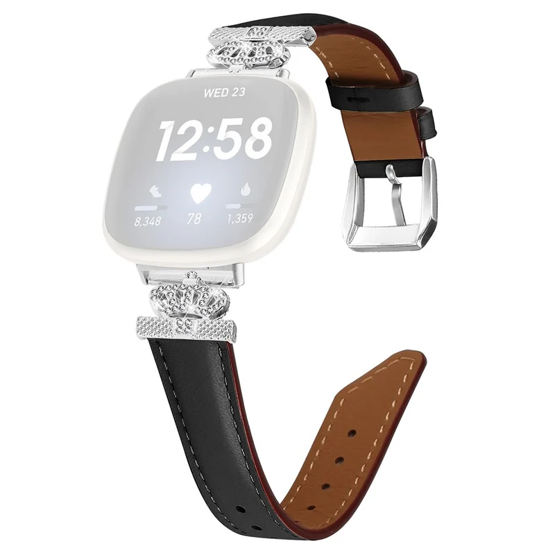 Fitbit Versa 3 / 4 / Sense 2 Watch Band Crown Connector Replacement Strap with Silver Buckle