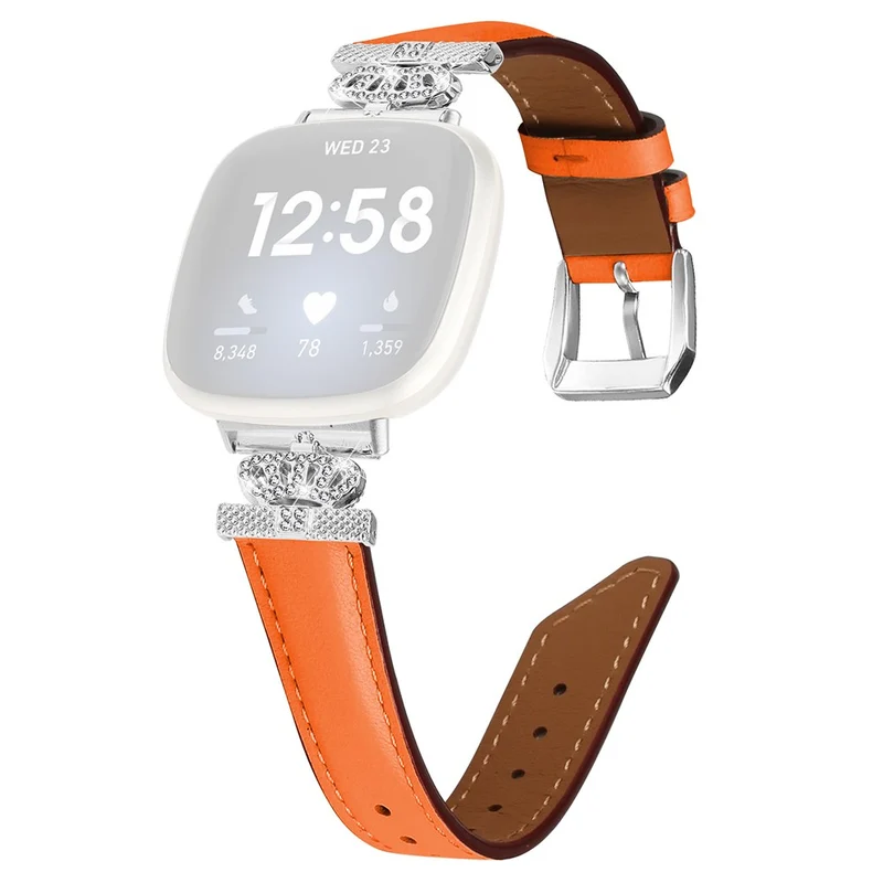 Fitbit Versa 3 / 4 / Sense 2 Watch Band Crown Connector Replacement Strap with Silver Buckle