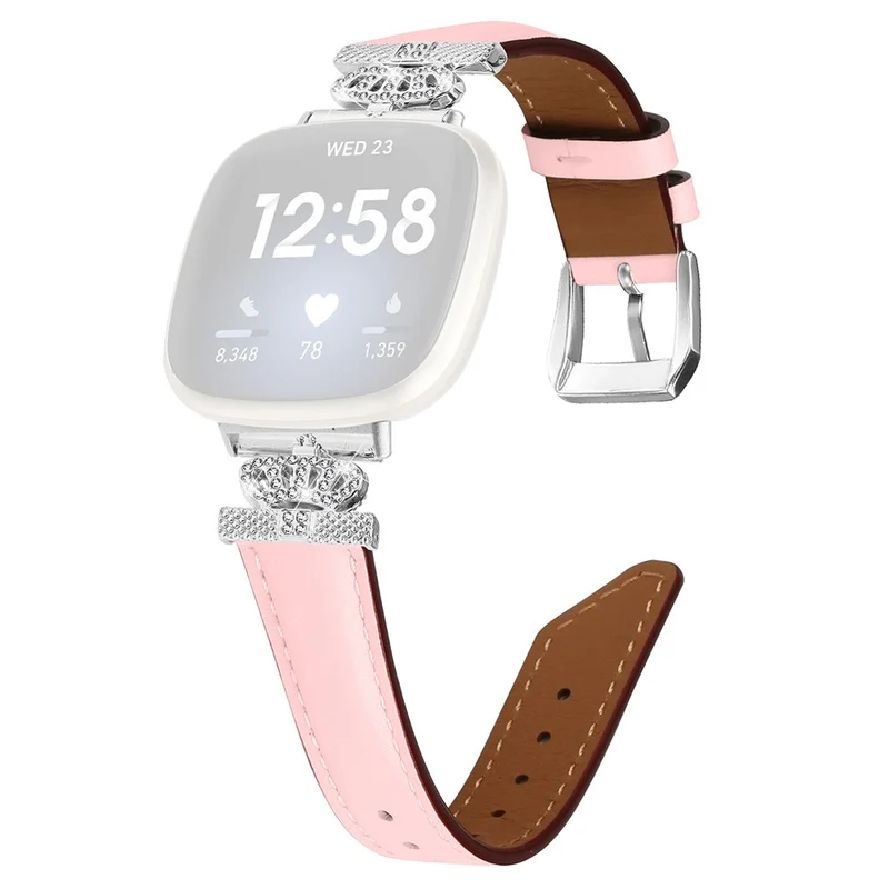 Fitbit Versa 3 / 4 / Sense 2 Watch Band Crown Connector Replacement Strap with Silver Buckle