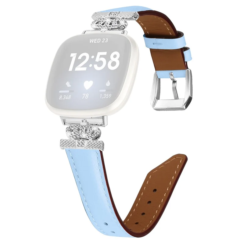 Fitbit Versa 3 / 4 / Sense 2 Watch Band Crown Connector Replacement Strap with Silver Buckle
