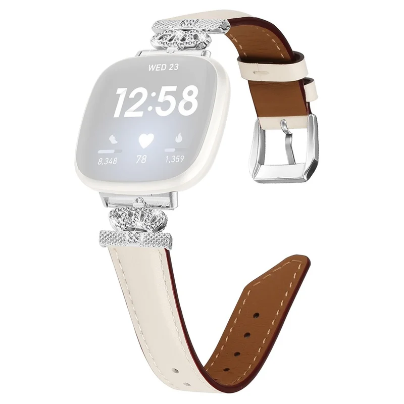Fitbit Versa 3 / 4 / Sense 2 Watch Band Crown Connector Replacement Strap with Silver Buckle