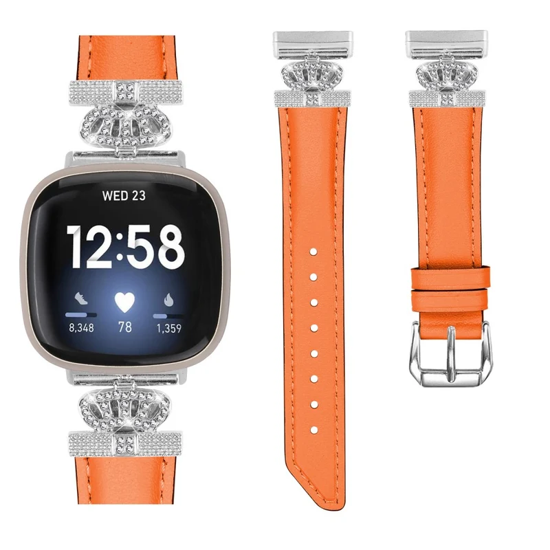 Fitbit Versa 3 / 4 / Sense 2 Watch Band Crown Connector Replacement Strap with Silver Buckle