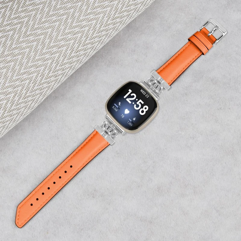 Fitbit Versa 3 / 4 / Sense 2 Watch Band Crown Connector Replacement Strap with Silver Buckle