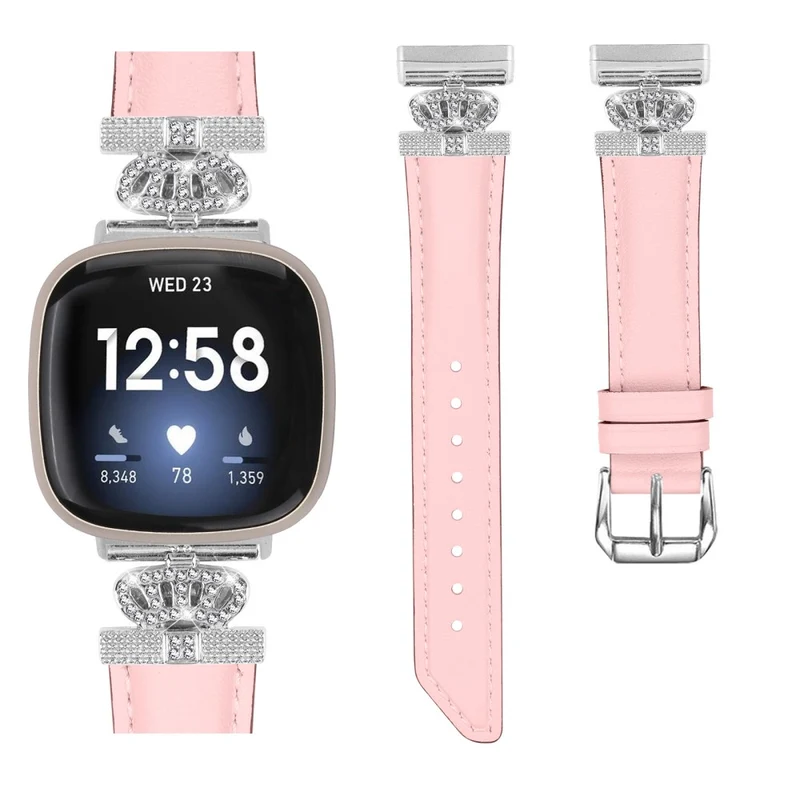 Fitbit Versa 3 / 4 / Sense 2 Watch Band Crown Connector Replacement Strap with Silver Buckle