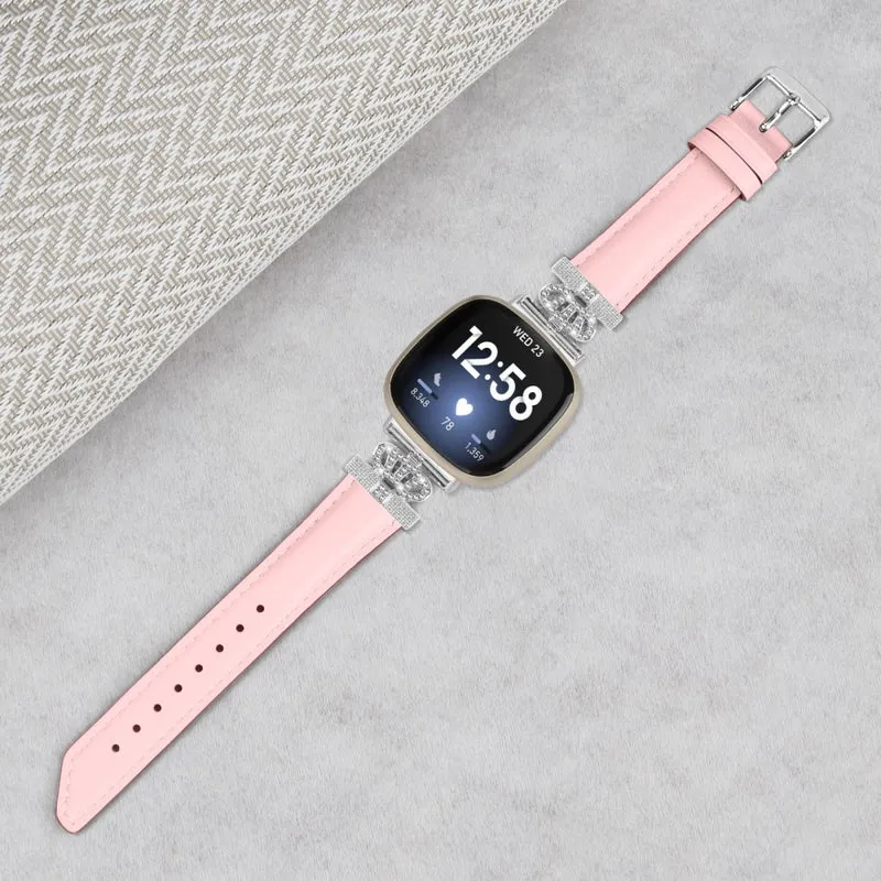 Fitbit Versa 3 / 4 / Sense 2 Watch Band Crown Connector Replacement Strap with Silver Buckle