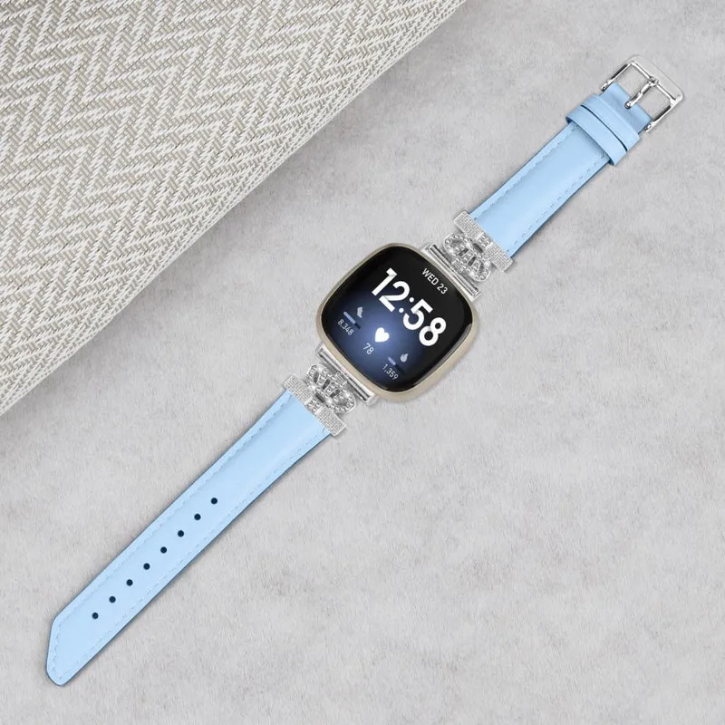 Fitbit Versa 3 / 4 / Sense 2 Watch Band Crown Connector Replacement Strap with Silver Buckle