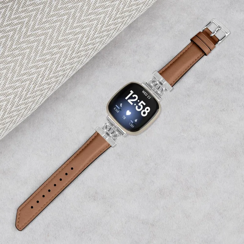 Fitbit Versa 3 / 4 / Sense 2 Watch Band Crown Connector Replacement Strap with Silver Buckle