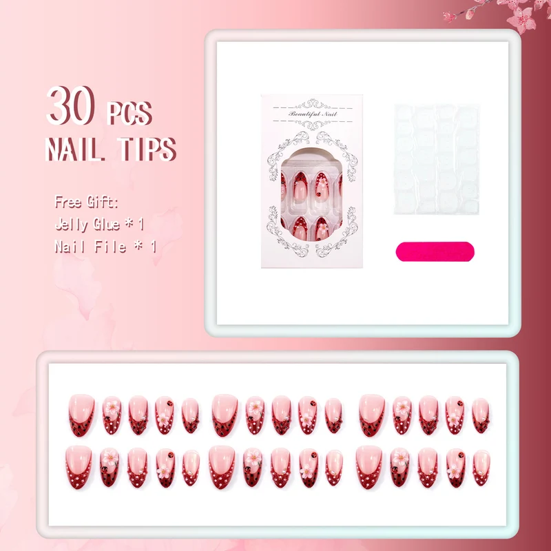 Blumenmuster Press-On Nagelkunst Set