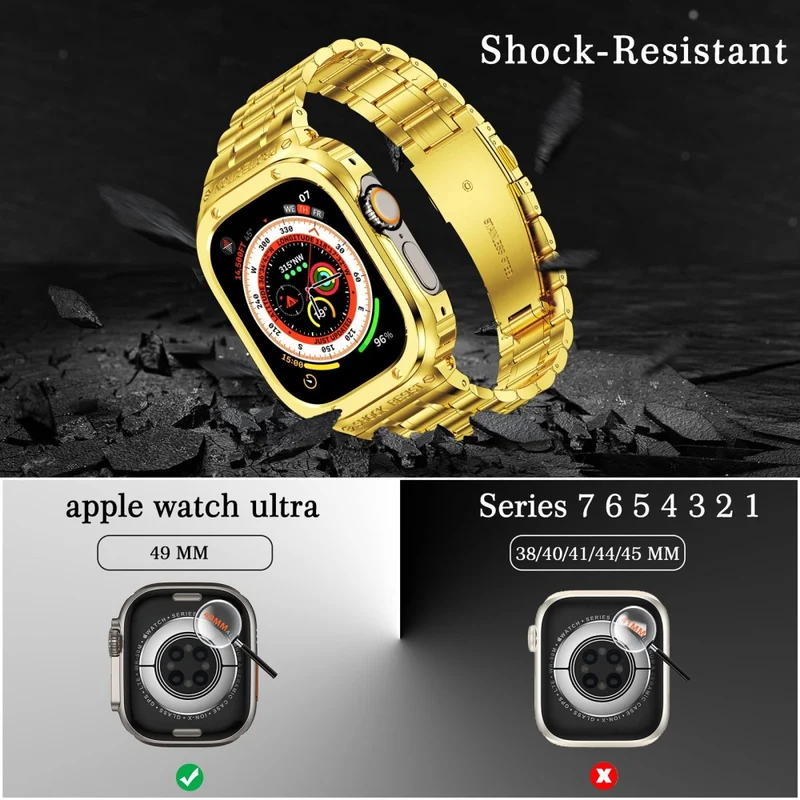 Apple Watch Series 9 / 8 / 7 45mm Metal Watchband Integral Watch Strap with Case