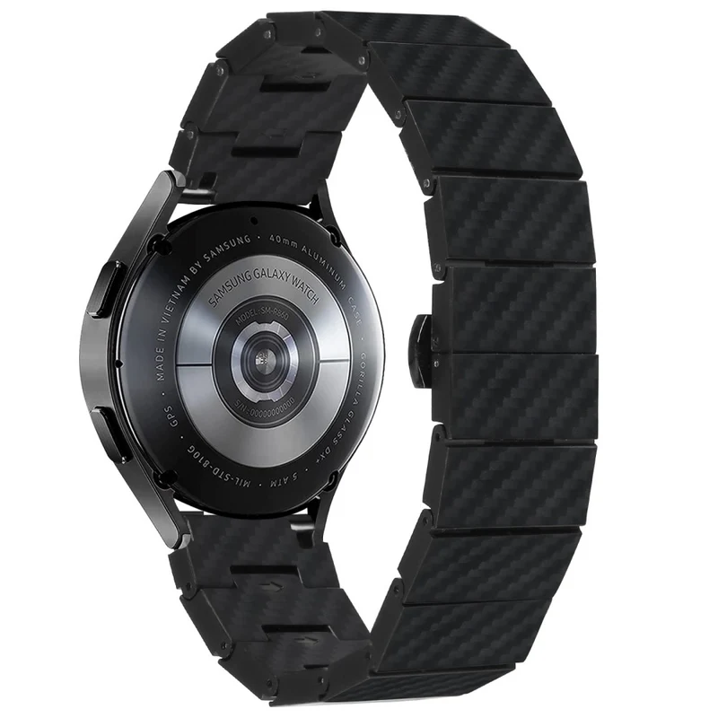 Samsung Galaxy Watch Active / Watch Active2 44mm / Active2 40mm Watch Strap Carbon Fiber Texture 20mm Metal Watchband