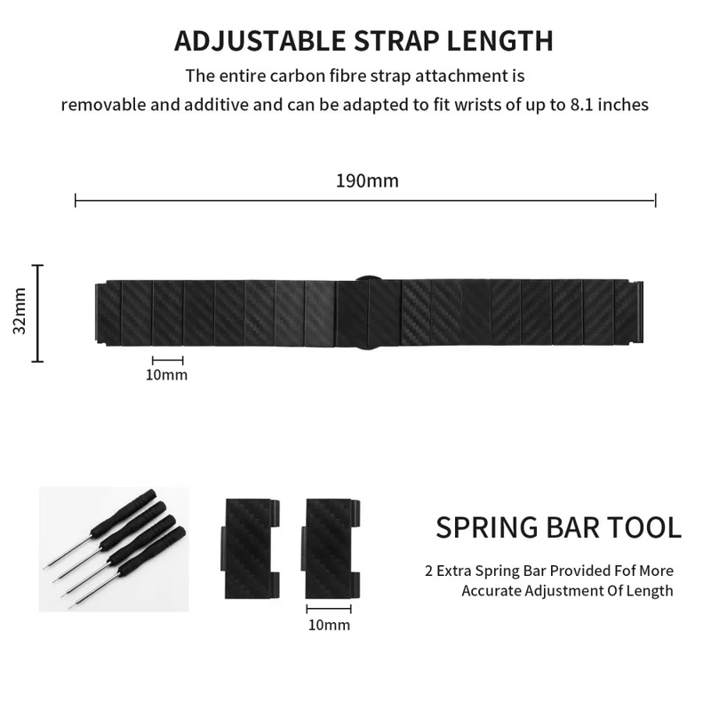 Samsung Galaxy Watch Active / Watch Active2 44mm / Active2 40mm Watch Strap Carbon Fiber Texture 20mm Metal Watchband
