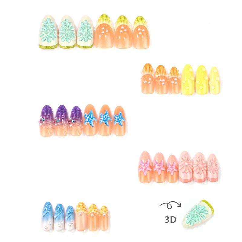 Marine-inspirierte dekorative Press-On-Nagelset