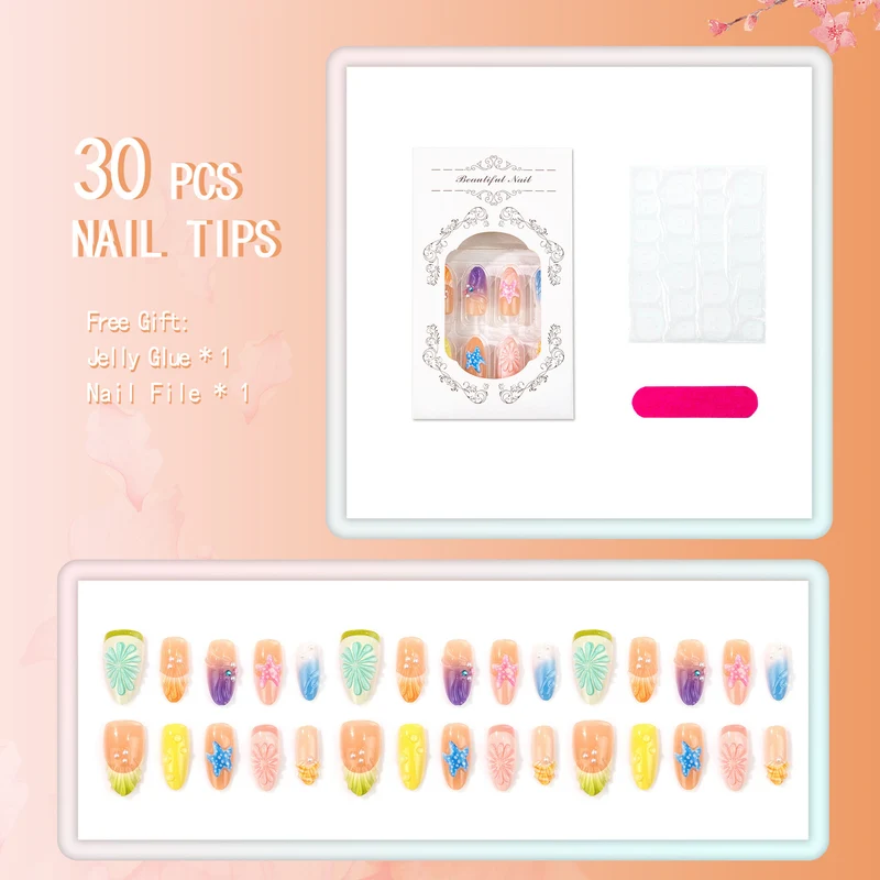 Marine-inspirierte dekorative Press-On-Nagelset
