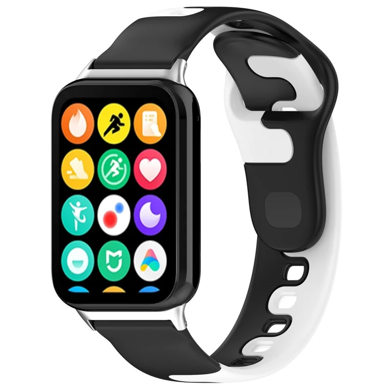 Xiaomi Smart Band 8 Pro / Redmi Watch 4 Silicone Watch Strap Double Color Replacement Watch Band - Black+White