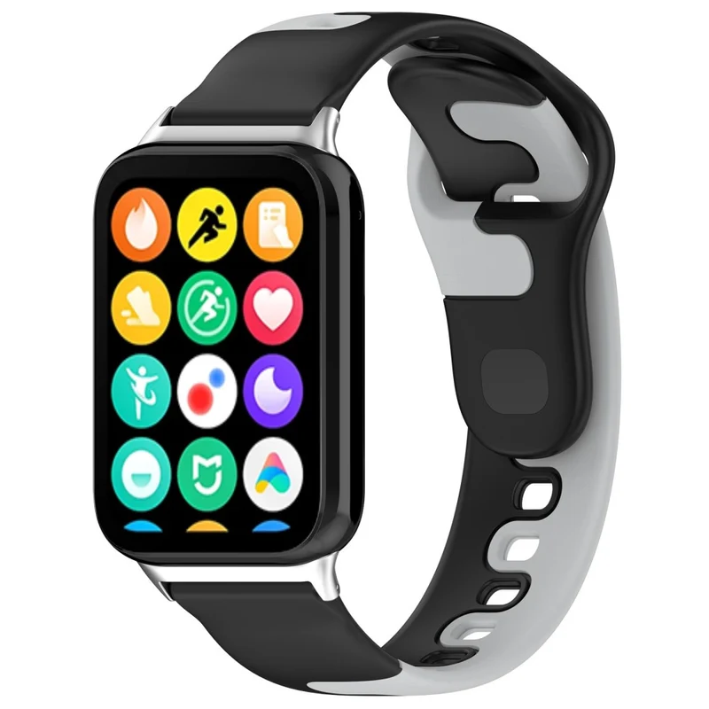 Xiaomi Smart Band 8 Pro / Redmi Watch 4 Silicone Watch Strap Double Color Replacement Watch Band - Black+White