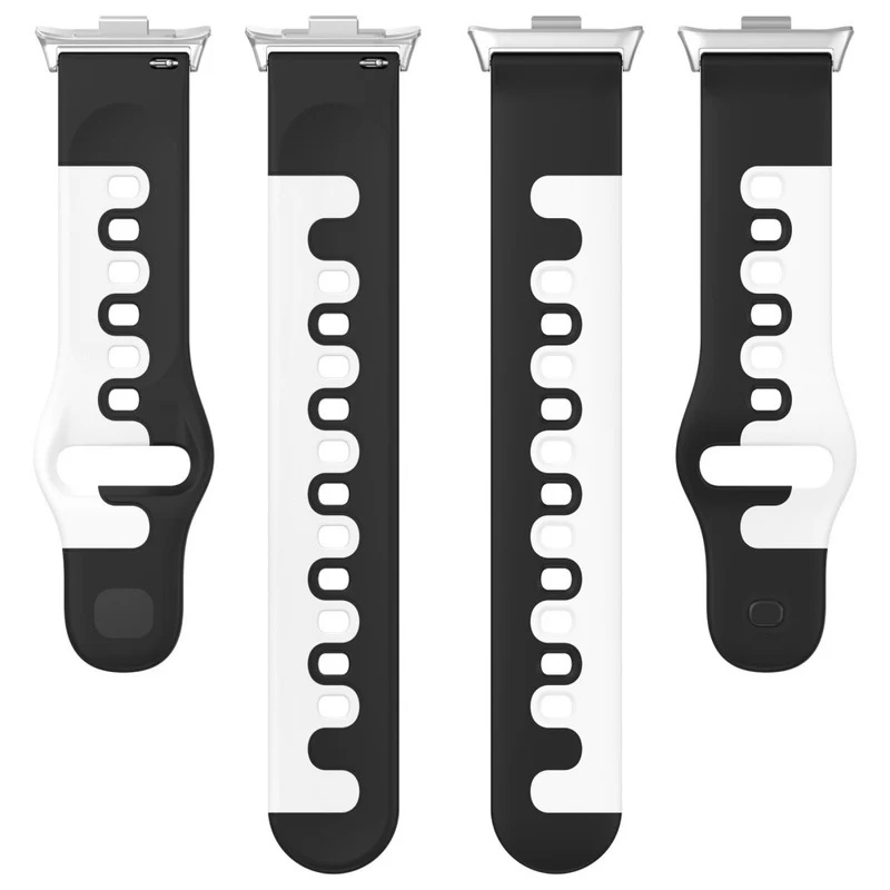 Xiaomi Smart Band 8 Pro / Redmi Watch 4 Silicone Watch Strap Double Color Replacement Watch Band - Black+White