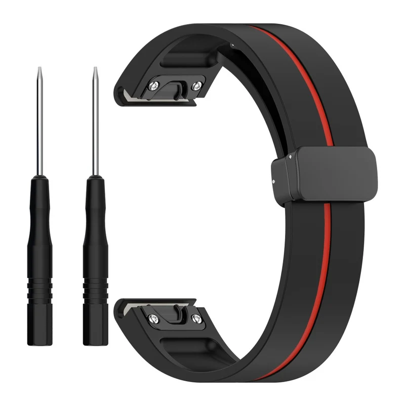 Garmin Fenix 7S / 6S / 5S Magnetic Strap Black Buckle Dual Color 20mm Silicone Watch Band - Black / White
