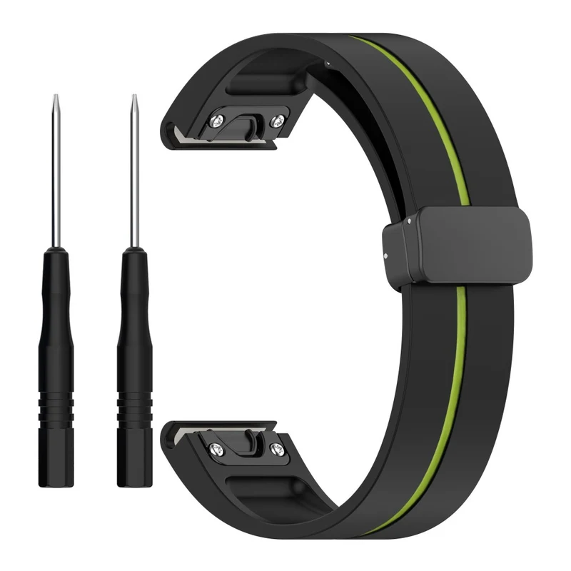 Garmin Fenix 7S / 6S / 5S Magnetic Strap Black Buckle Dual Color 20mm Silicone Watch Band - Black / White