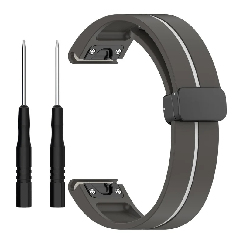 Garmin Fenix 7S / 6S / 5S Magnetic Strap Black Buckle Dual Color 20mm Silicone Watch Band - Black / White