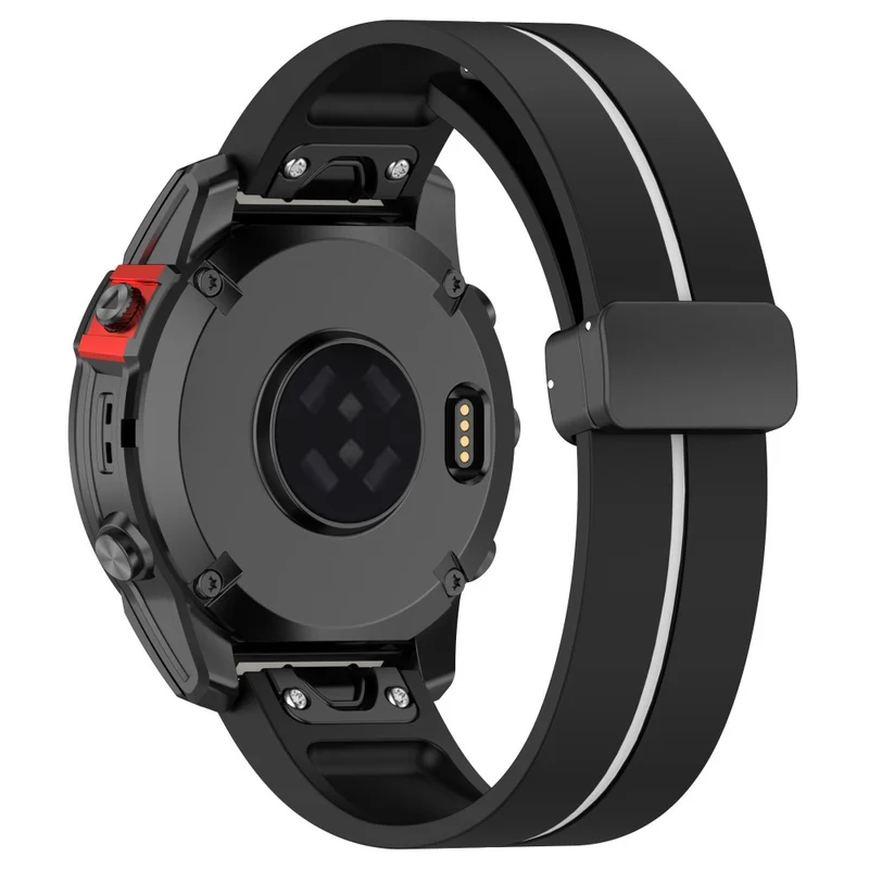 Garmin Fenix 7S / 6S / 5S Magnetic Strap Black Buckle Dual Color 20mm Silicone Watch Band - Black / White