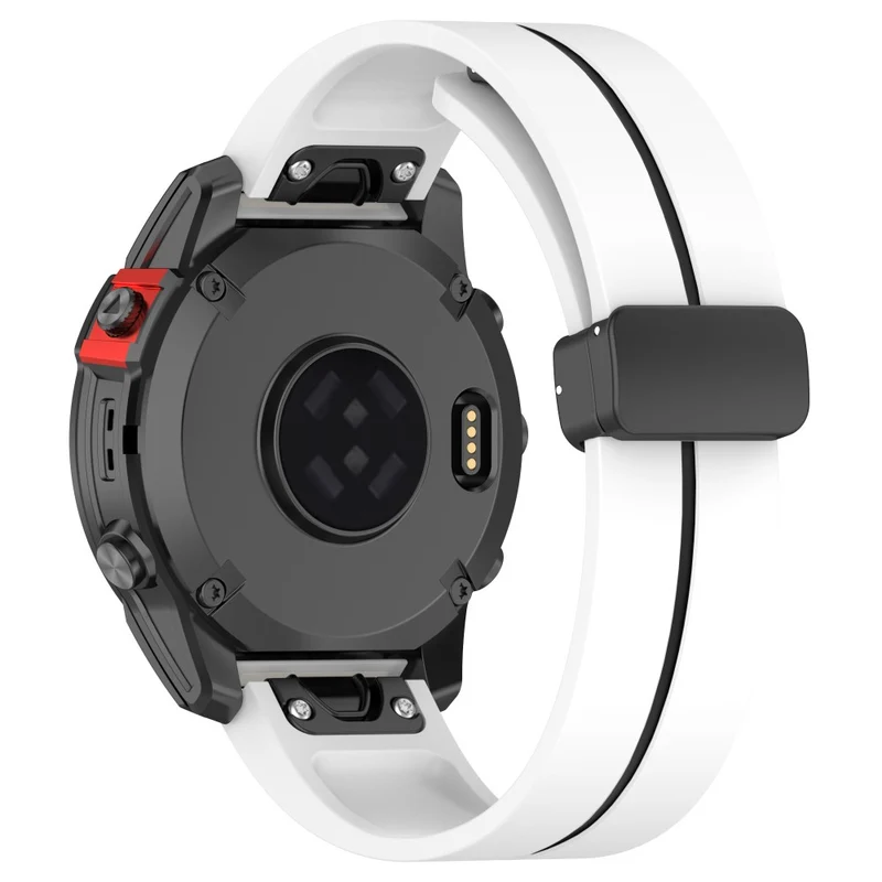 Garmin Fenix 7S / 6S / 5S Magnetic Strap Black Buckle Dual Color 20mm Silicone Watch Band - Black / White