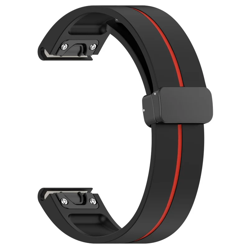 Garmin Fenix 7S / 6S / 5S Magnetic Strap Black Buckle Dual Color 20mm Silicone Watch Band - Black / White