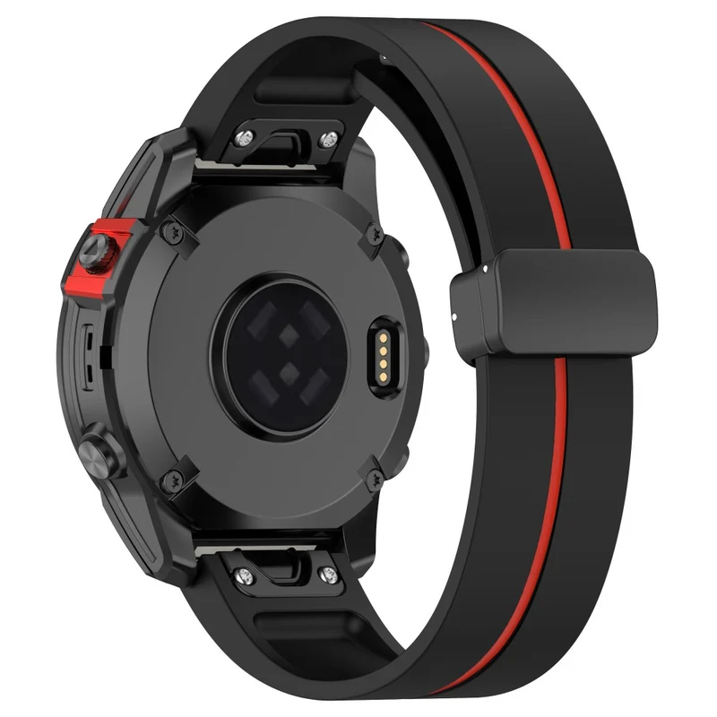 Garmin Fenix 7S / 6S / 5S Magnetic Strap Black Buckle Dual Color 20mm Silicone Watch Band - Black / White