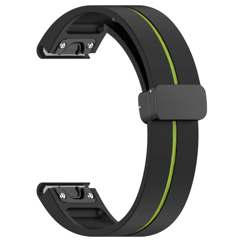 Garmin Fenix 7S / 6S / 5S Magnetic Strap Black Buckle Dual Color 20mm Silicone Watch Band - Black / White