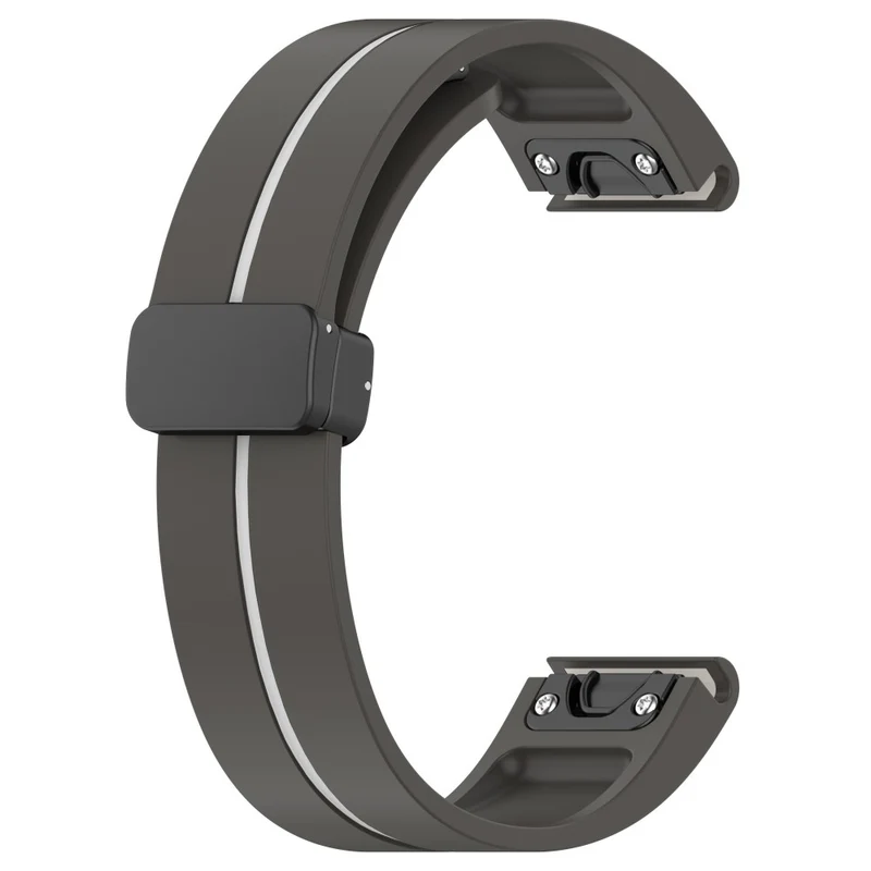 Garmin Fenix 7S / 6S / 5S Magnetic Strap Black Buckle Dual Color 20mm Silicone Watch Band - Black / White
