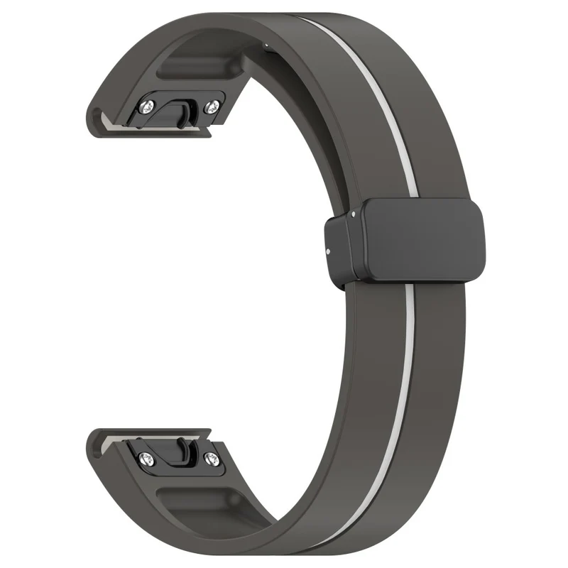 Garmin Fenix 7S / 6S / 5S Magnetic Strap Black Buckle Dual Color 20mm Silicone Watch Band - Black / White