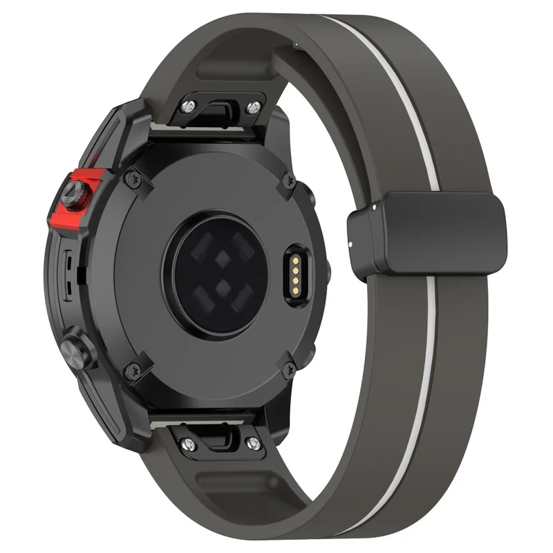 Garmin Fenix 7S / 6S / 5S Magnetic Strap Black Buckle Dual Color 20mm Silicone Watch Band - Black / White