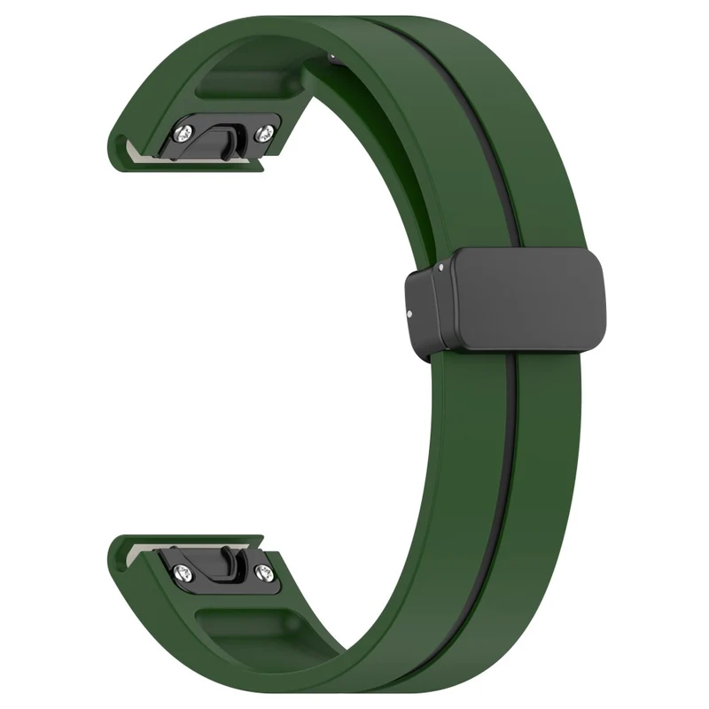 Garmin Fenix 7S / 6S / 5S Magnetic Strap Black Buckle Dual Color 20mm Silicone Watch Band - Black / White