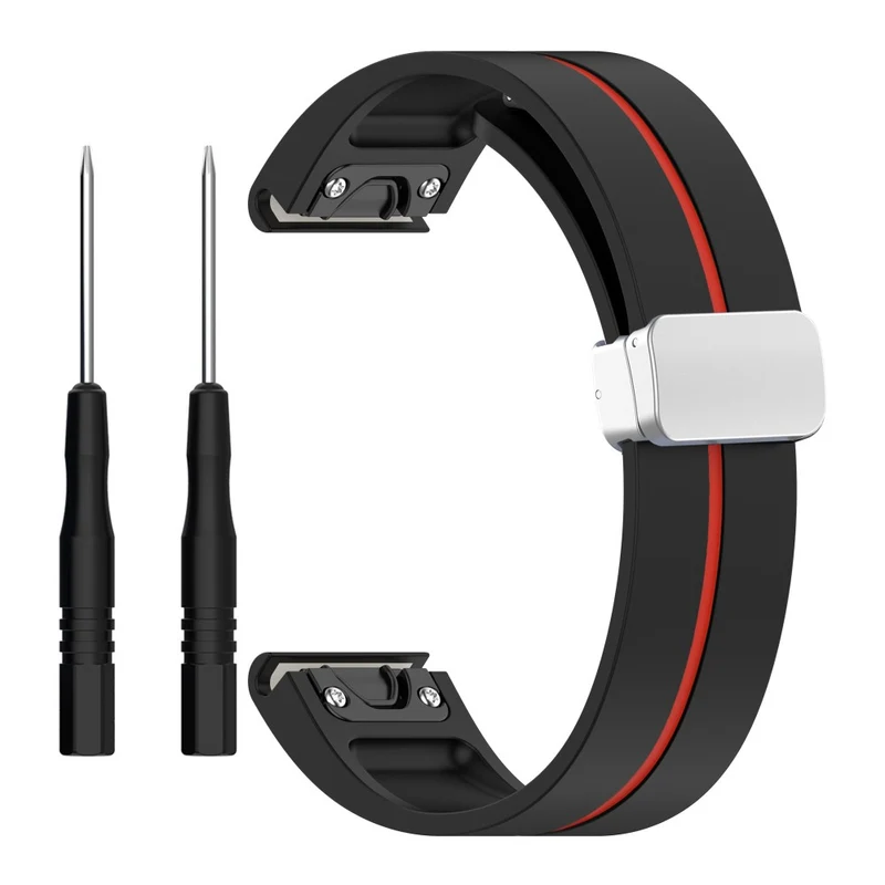 Garmin Fenix 7S / 6S / 5S Magnetic Watchband 20mm Dual Color Silicone Watch Strap with Silver Buckle - Black / White