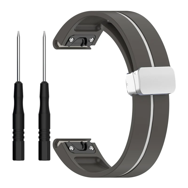 Garmin Fenix 7S / 6S / 5S Magnetic Watchband 20mm Dual Color Silicone Watch Strap with Silver Buckle - Black / White